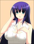  blue_eyes blue_hair breasts cleavage erect_nipples huge_breasts large_breasts long_hair open_mouth pangya 