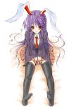  bunny_ears feet necktie piro_sui piromizu purple_hair rabbit_ears reisen_udongein_inaba sitting thigh-highs thighhighs touhou 