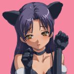  blush cat_ears cat_pose choker gloves idolmaster kisaragi_chihaya lowres matsudo_aya paw_pose 