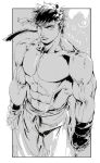  akiman highres male monochrome muscles ryuu_(street_fighter) shirtless street_fighter yasuda_akira 