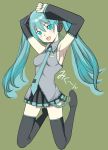  blue_eyes blue_hair detached_sleeves hatsune_miku long_hair necktie robina thigh-highs thighhighs twintails vocaloid 