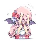  bloomers chibi cowering crouching ham_(points) hiding lowres remilia_scarlet squatting touhou wings 
