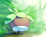  bounsweet closed_mouth commentary_request donnpati foliage full_body gen_7_pokemon looking_up no_humans pokemon pokemon_(creature) smile solo standing yellow_eyes 