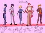  5boys :p aino_minako anger_vein arguing bandaid bandaid_on_nose bangs bishoujo_senshi_sailor_moon black_hair blonde_hair blue_eyes blue_hair book closed_eyes dated expressionless full_body genderswap genderswap_(ftm) glasses hand_on_hip highres hino_rei holding holding_book hood hoodie jacket_on_shoulders kino_makoto looking_at_viewer lunchbox male_focus mizuno_ami multiple_boys murimajimuri one_eye_closed open_mouth ponytail school_uniform smile talisman tongue tongue_out tsukino_usagi 