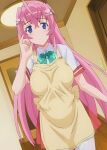  1girl bangs blue_eyes blush breasts commentary_request highres long_hair looking_at_viewer non-web_source otome_dori pink_hair sakuragi_otome smile solo 
