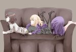  absurdres ass couch head_on_ass highres long_skirt maribel_hearn pantyhose skirt touhou usami_renko yuri 