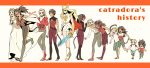 2girls adora_(she-ra) age_progression animal_ears arm_around_waist barefoot blonde_hair brown_hair cape cat_ears cat_girl cat_tail catra couple dress heterochromia highres long_hair masters_of_the_universe multiple_girls multiple_persona murata_(igaratara) ponytail she-ra_and_the_princesses_of_power short_hair smile spoilers sword tail tiara toeless_legwear weapon winged_hair_ornament yuri 