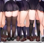  6+girls bag black_footwear black_legwear black_skirt brown_footwear kaisen_chuui kneehighs loafers lower_body multiple_girls original painttool_sai_(medium) panties photoshop_(medium) pleated_skirt school_bag school_uniform shirt shoes side-tie_panties skindentation skirt socks standing thigh-highs underwear white_legwear white_shirt zettai_ryouiki 