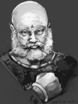  1boy artist_name baahubali bald beard closed_mouth dated earrings facial_hair greyscale hakuto_hotaru highres jewelry kattappa looking_at_viewer male_focus monochrome mustache realistic serious simple_background solo 