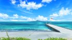  clouds day distant highres island no_humans ocean original outdoors pei_(sumurai) pier scenery sky water windsock 