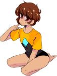 1boy ass big_eyes brown_hair cute femboy gavster gavster5xg simple_background sitting t-shirt thick_thighs white_background