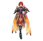  1girl absurdres alternate_costume armor armored_boots artist_request bangs belt bodysuit bodysuit_under_clothes boots breastplate closed_mouth commentary_request feather_trim fire_emblem fire_emblem:_mystery_of_the_emblem fire_emblem_heroes gauntlets hair_ornament hand_on_hip highres looking_at_viewer minerva_(fire_emblem) official_art pelvic_curtain red_bodysuit red_eyes redhead shiny shiny_clothes shiny_hair short_hair shoulder_armor simple_background smile solo standing white_background 