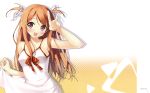  5_nenme_no_houkago absurdres collarbone dress dress_lift hair_ribbon highres kantoku kurumi_(kantoku) long_hair original ribbon short_twintails summer_dress twintails v 