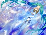 1girl blue_hair boots dress hatsune_miku tagme twintails vocaloid