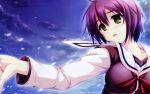 1girl g_senjou_no_maou miwa_tsubaki purple_hair sailor_collar short_hair tagme yellow_eyes