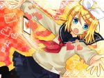  blonde_hair blue_eyes kagamine_rin open_mouth seifuku short_hair solo vocaloid 