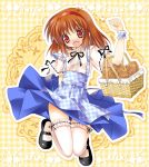  apron brown_hair cute flat_chest food hairband kanon koubeya_uniform loli mary_janes paco shoes short_hair skirt taiyaki thigh_highs thighhighs tsukimiya_ayu wagashi waitress wristband 