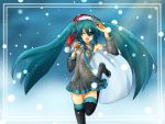  christmas hatsune_miku snow thigh-highs vocaloid 
