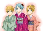  hatsune_miku japanese_clothes kagamine_len kagamine_rin kimono vocaloid 