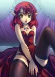  bare_shoulders bed breasts cleavage dress elf gothic green_eyes leg_up lips manchester_united necklace original panties personification pointy_ears red_dress red_hair short_hair sitting skirt soccer solo spread_legs thigh_highs thighhighs underwear yoko_juusuke 