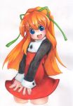  blush dress highres loli long_hair mosho orange_hair ribbons rockman rockman_(classic) roll skirt 