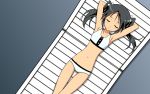  1girl bikini blush closed_eyes flat_chest francesca_lucchini highres long_hair lying midriff navel on_back smile solo strike_witches swimsuit tankini twintails vector wallpaper 