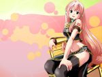  blush boots headset highres long_hair megurine_luka midriff open_mouth pink_hair ponnetsu shiny shiny_skin sitting skirt smile thigh_highs thighhighs very_long_hair vocaloid wallpaper 