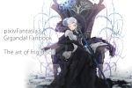  chair checkered_floor elaine_(pixiv_fantasia) elbow_gloves fur_coat gigandal_federation gloves ornate pixiv_fantasia pixiv_fantasia_3 plastick polearm red_eyes roses sitting staff thorns throne weapon white_hair wink 
