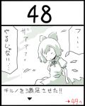  bow cirno hair_bow lowres monochrome solo touhou translated uni_mate wings 
