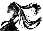 1girl detached_sleeves hatsune_miku monochrome tagme tie twintails vocaloid