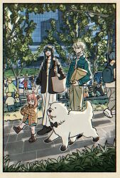  animal anya_(spy_x_family) black_hair blonde_hair bond_(spy_x_family) dog family father_and_daughter food ice_cream mother_and_daughter outdoors park pink_hair spy_x_family step-parent_and_step-child takeuchi_ryousuke twilight_(spy_x_family) yor_briar 