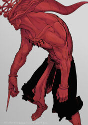  1other absurdres chest_markings commentary eight-handed_wheel feet four_eyes head_tail head_wings highres jujutsu_kaisen mahoraga_(jujutsu_kaisen) muscular shikigami solo sword_of_extermination teeth twitter_username wheel wheel_of_dharma wings wings_as_eyes you8_pen 