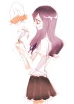  1girl blush flower heartcatch_precure! kurumi_momoka lily_(flower) long_hair open_mouth precure purple_hair simple_background solo tima white_background 