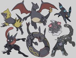  alcremie alcremie_(strawberry_sweet) alternate_color animal_focus black_fur black_sclera blue_eyes blue_sclera charizard chien-pao claws closed_mouth colored_sclera dragon eastern_dragon fangs fire flame-tipped_tail food fruit full_body greninja highres long_tongue manectric no_humans open_mouth ouran pink_eyes pokemon pokemon_(creature) pokemon_focus rayquaza red_eyes shiny_pokemon simple_background snow_leopard strawberry tail tongue tongue_scarf tusks umbreon very_long_tongue wings yellow_eyes yellow_sclera 