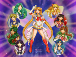  6+girls aino_minako aqua_choker aqua_eyes aqua_hair aqua_sailor_collar arm_at_side arm_up arms_at_sides asymmetrical_bangs back_bow bare_legs bishoujo_senshi_sailor_moon black_hair black_sailor_collar blonde_hair blue_choker blue_eyes blue_hair blue_sailor_collar boots bow brown_hair brown_lips butterfly_wings choker clenched_hand closed_mouth collarbone covered_navel daekazu dark-skinned_female dark_skin double_bun earrings elbow_gloves full_body gloves green_choker green_eyes green_hair green_sailor_collar grin hair_between_eyes hair_bobbles hair_bow hair_bun hair_ornament hand_on_own_hip hand_up heart heart_choker heart_necklace high_ponytail hino_rei holding holding_ofuda holding_staff holding_sword holding_weapon inner_senshi insect_wings jewelry kaiou_michiru kino_makoto lips lipstick long_hair looking_at_viewer looking_to_the_side magical_girl makeup meiou_setsuna miniskirt mizuno_ami multicolored_skirt multiple_girls naughty_face neck necklace non-web_source ofuda orange_choker orange_sailor_collar outer_senshi parted_bangs parted_lips pink_lips pleated_skirt ponytail purple_choker purple_hair purple_lips purple_sailor_collar red_boots red_bow red_choker red_eyes red_lips red_sailor_collar sailor_collar sailor_jupiter sailor_mars sailor_mercury sailor_moon sailor_neptune sailor_pluto sailor_saturn sailor_senshi_uniform sailor_uranus sailor_venus see-through_clothes see-through_sleeves short_hair short_sleeves skirt sleeveless smile staff standing straight_hair super_sailor_moon sword ten&#039;ou_haruka tiara tomoe_hotaru tsukino_usagi twintails upper_body v very_long_hair violet_eyes weapon white_bow white_gloves wings yellow_choker 