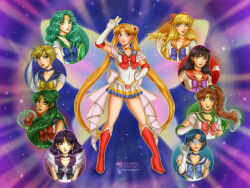  6+girls aino_minako aqua_choker aqua_eyes aqua_hair aqua_sailor_collar arm_at_side arm_up arms_at_sides asymmetrical_bangs back_bow bare_legs bishoujo_senshi_sailor_moon black_hair black_sailor_collar blonde_hair blue_choker blue_eyes blue_hair blue_sailor_collar boots bow brown_hair brown_lips butterfly_wings choker clenched_hand closed_mouth collarbone covered_navel daekazu dark-skinned_female dark_skin double_bun earrings elbow_gloves full_body gloves green_choker green_eyes green_hair green_sailor_collar hair_between_eyes hair_bobbles hair_bow hair_bun hair_ornament hand_on_own_hip hand_up heart heart_choker heart_necklace high_ponytail hino_rei holding holding_ofuda holding_staff holding_sword holding_weapon inner_senshi insect_wings jewelry kaiou_michiru kino_makoto lips lipstick long_hair looking_at_viewer looking_to_the_side magical_girl makeup meiou_setsuna miniskirt mizuno_ami multicolored_skirt multiple_girls naughty_face neck necklace non-web_source ofuda orange_choker orange_sailor_collar outer_senshi parted_bangs pink_lips pleated_skirt ponytail purple_choker purple_hair purple_lips purple_sailor_collar red_boots red_bow red_choker red_eyes red_lips red_sailor_collar sailor_collar sailor_jupiter sailor_mars sailor_mercury sailor_moon sailor_neptune sailor_saturn sailor_senshi_uniform sailor_uranus sailor_venus see-through_clothes see-through_sleeves short_hair short_sleeves skirt sleeveless smile staff standing straight_hair super_sailor_moon sword ten&#039;ou_haruka tiara tomoe_hotaru tsukino_usagi twintails upper_body v very_long_hair violet_eyes weapon white_bow white_gloves wings yellow_choker 