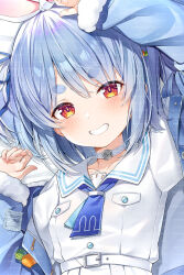  acco_(sh_in) dakimakura_(medium) dakimakura_(object) hololive on_bed pillow playboy_bunny usada_pekora virtual_youtuber 