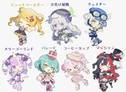  &gt;_&lt; +_+ 1girl 6+girls :d ;) ;d ^_^ asymmetrical_footwear bandaged_leg bandages bandaid bandaid_on_cheek bandaid_on_face bandaid_on_knee bandaid_on_leg black_bow black_bowtie black_dress black_hair black_hat black_pantyhose black_sandals blonde_hair blue_bow blue_hat blue_shoes blue_shorts blue_skirt blue_socks blue_streaks blunt_bangs blush_stickers boots bow bow_legwear bowtie braid braided_hair_rings bright_pupils closed_eyes closed_mouth collared_shirt commentary_request dress dress_bow earrings epaulettes facial_mark flag flower fold-over_boots footwear_bow frilled_dress frilled_skirt frilled_sleeves frills full_body glasses goggles goggles_on_headwear green_hair grey_hair hair_bow hair_ornament hair_rings hairclip hand_up hat hat_bow hat_flower heart heart_facial_mark highres holding holding_flag horse_tail index_finger_raised jewelry kanamochi_kanato long_hair long_sleeves looking_at_viewer maid_headdress mismatched_footwear multicolored_hair multiple_girls necktie ofuda ofuda_on_head one_eye_closed open_mouth original outstretched_arms pantyhose pantyhose_under_shorts personification pink_bow pink_hair pink_shoes purple_bow purple_bowtie purple_dress purple_hair red_boots red_dress red_eyes red_flower red_hair red_hat red_rose red_shoes rose round_eyewear sandals shirt shoes short_hair short_sleeves shorts simple_background single_braid skirt smile socks split-color_hair spread_arms streaked_hair suspender_skirt suspenders tabi tail top_hat translation_request twintails two-tone_dress two-tone_hair unicorn_girl unicorn_horn v-shaped_eyebrows violet_eyes wavy_mouth white_background white_boots white_dress white_hair white_pantyhose white_pupils white_shirt white_shorts white_skirt white_socks wide_sleeves yellow-framed_eyewear yellow_bow yellow_eyes yellow_necktie 