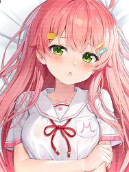  1girl 35p_(sakura_miko) acco_(sh_in) breasts dakimakura_(medium) dakimakura_(object) hololive pillow sakura_miko virtual_youtuber 