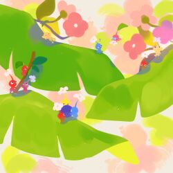  black_eyes blue_eyes blue_pikmin blue_skin blueberry carrying climbing closed_eyes colored_skin commentary creature creature_focus english_commentary flower flying food fruit highres ieafy lying no_humans no_mouth on_back oversized_food oversized_object palm_leaf pikmin_(creature) pikmin_(series) pink_skirt pointy_ears pointy_nose red_pikmin red_skin sharing_food sitting skirt sleeping solid_circle_eyes twig white_background white_flower winged_pikmin yellow_pikmin yellow_skin 