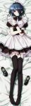  absurdres black_legwear blue_eyes blue_hair dakimakura garter_straps hair_over_one_eye higa_yukari highres kirishima_sakura lying maid maid_headdress sakura_sakura shoes_removed solo stockings thigh-highs thighhighs wrist_cuffs 