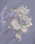  between_fingers izayoi_sakuya knife maid maou red_eyes touhou white_hair 