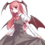 curtsey head_wings koakuma long_hair lowres red_eyes red_hair solo touhou wings yu_(lovepayon)