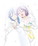  2girls bouquet bride dress eunos flower hiiragi_kagami izumi_konata lucky_star tears wedding wedding_dress yuri 