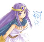  cape circlet cleavage dragon_quest dragon_quest_iii dress hat kasuga_yukihito purple_eyes purple_hair sage_(dq3) tiara violet_eyes 