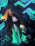  elf grey_skin link midna midriff nintendo orange_eyes orange_hair pointy_ears ponytail spoilers tears the_legend_of_zelda twili_midna twilight_princess 