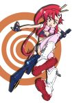  breasts fingerless_gloves gloves gun pirano ponytail red_hair redhead rifle scarf tengen_toppa_gurren_lagann thigh-highs thighhighs under_boob underboob weapon yellow_eyes yoko_littner yoko_ritona 