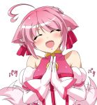  ^_^ ahoge animal_ears bare_shoulders blush bust closed_eyes dog_days dog_ears dog_tail eyes_closed gloves hands_together happy millhiore_f_biscotti open_mouth pink_hair short_hair solo tail tail_wagging tsukishiro_kou 