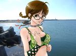  braid choker cool_&amp;_sexy_(idolmaster) glasses idolmaster jewelry midriff necklace ocean sea sky vuipui 