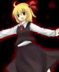  bad_id blonde_hair outstretched_arms red_eyes ribbon ribbons rumia short_hair spread_arms touhou 